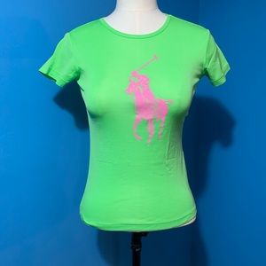 Slim fit large logo polo tee. NWOT